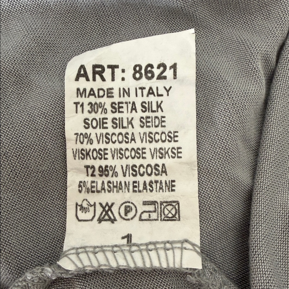 Gigi Moda Diana Gray Silk Kafkan Style Blouse OS - Picture 5 of 5